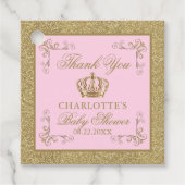 ピンク金ゴールドプリンセスクラウンティアラベビーシャワー フェイバータグ (正面)