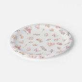 ピンク金ゴールドプリンセスクラウンバースデーパーティー ペーパープレート (アングル)