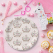 ピンク金ゴールドプリンセスクラウンフェアヤテール誕生日 ペーパープレート (パーティー)