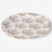 ピンク金ゴールドプリンセスクラウンフェアヤテール誕生日 ペーパープレート (アングル)