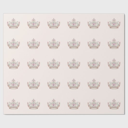 ピンク金ゴールドプリンセスクラウンフェアヤテール誕生日 ラッピングペーパー (フラット)