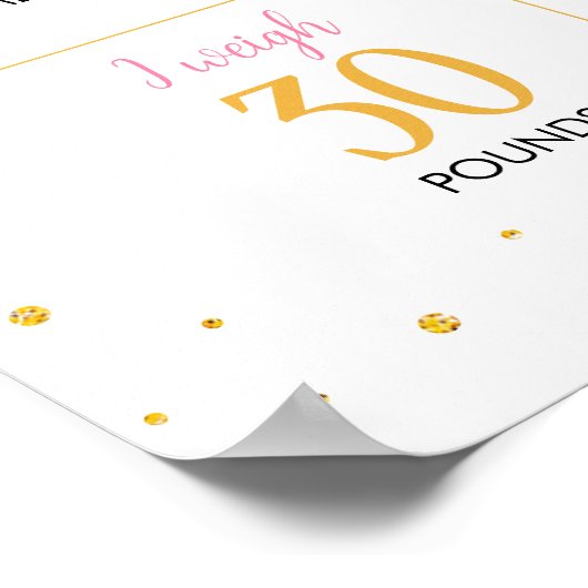 ピンク金ゴールドプリンセスクラウン誕生日マイルストーンサイン ポスター (角)