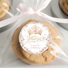 ピンク金ゴールドプリンセスクラウン1st誕生日バルーン ラウンドシール