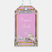 ピンク金ゴールドプリンセスクラウン&キャリッジスイート16パーティー ギフトタグ (裏面)