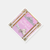ピンク金ゴールドプリンセスクラウン&キャリッジスイート16パーティー スタンダードカクテルナプキン (角)