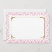 ピンク金ゴールドプリンセスパールファースト誕生日パーティー 招待状 (裏面)