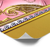 ピンク金ゴールドプリンセスベビーシャワーシンボルや象徴 ポスター (角)