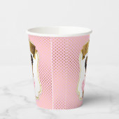 ピンク金ゴールドプリンセスベビーシャワー紙カップ 紙コップ (左)