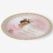 ピンク金ゴールドプリンセスベビーシャワー紙プレート ペーパープレート (アングル)