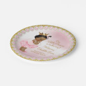 ピンク金ゴールドプリンセスベビーシャワー紙プレート ペーパープレート (アングル)