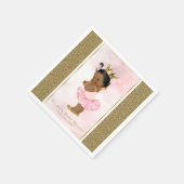 ピンク金ゴールドプリンセスヴィンテージダークベビーガールシャワー スタンダードカクテルナプキン (角)