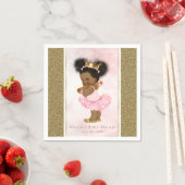 ピンク金ゴールドプリンセスヴィンテージブラックベビーガールシャワー スタンダードカクテルナプキン (インサイチュ)