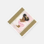 ピンク金ゴールドプリンセスヴィンテージブラックベビーガールシャワー スタンダードカクテルナプキン (角)