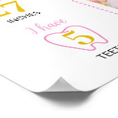 ピンク金ゴールドプリンセス城誕生日マイルストーンサイン ポスター (角)