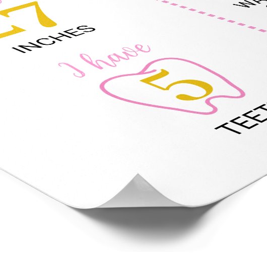 ピンク金ゴールドプリンセス城誕生日マイルストーンサイン ポスター (角)