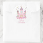 ピンク金ゴールドプリンセス城誕生日 ラウンドシール (バッグ)