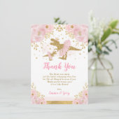 ピンク金ゴールドプリンセス恐竜トゥトゥティアラベビーガール サンキューカード (スタンド正面)