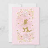 ピンク金ゴールドプリンセス恐竜トゥトゥティアラベビーガール サンキューカード (裏面)