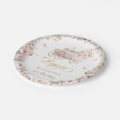 ピンク金ゴールドプリンセス誕生日パーティーキャリッジ ペーパープレート (アングル)