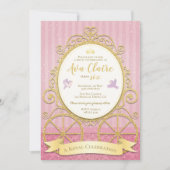 ピンク金ゴールドプリンセス|シンデレラ|王室の誕生日 招待状 (正面)