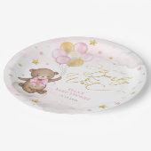 ピンク金ゴールドベアと風船星空の女の子 ペーパープレート (アングル)