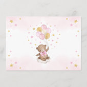 ピンク金ゴールドベア熱気球のベビーガール向け本 エンクロージャーカード (裏面)