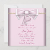 ピンク金ゴールドベビーガールフォト《キリスト教》洗礼式や命名式 招待状 (裏面)