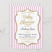 ピンク金ゴールドベビーシャワー招待状ガールベビーシャワー 招待状 (正面/裏面)