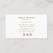 ピンク金ゴールドベーカー水彩ベーカリーパティシシェフ 名刺 (裏面)