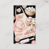 ピンク金ゴールドベーカー水彩ベーカー菓子シェフブラック 名刺 (正面)