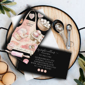 ピンク金ゴールドベーカー水彩ベーカー菓子シェフブラック 名刺