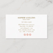 ピンク金ゴールドベーカー水彩ベーカー菓子シェフ 名刺 (裏面)