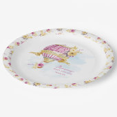 ピンク金ゴールドホットエアバルーンベビーシャワーパーソナライズされた ペーパープレート (アングル)