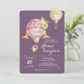 ピンク金ゴールドホットエアバルーンベビーシャワー招待状 招待状 (スタンド正面)