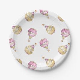 ピンク金ゴールドホットエアバルーン赤ちゃんシャワー ペーパープレート