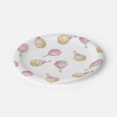 ピンク金ゴールドホットエアバルーン赤ちゃんシャワー ペーパープレート (アングル)