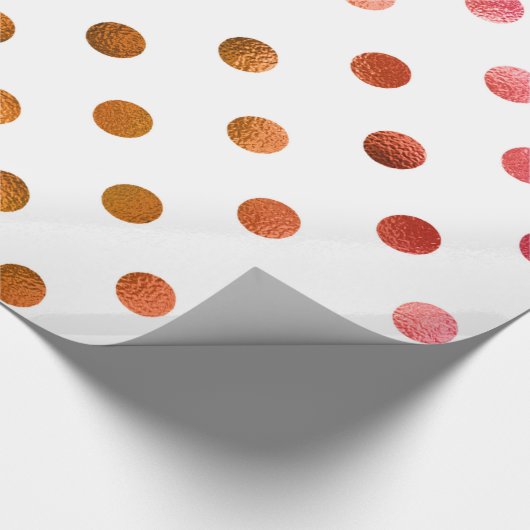 ピンク金ゴールドホログラフィフェイクック金属箔水玉模様 ラッピングペーパー (角)