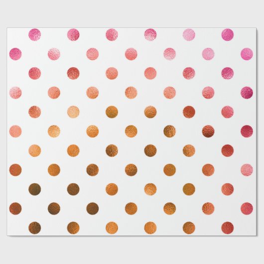 ピンク金ゴールドホログラフィフェイクック金属箔水玉模様 ラッピングペーパー (フラット)