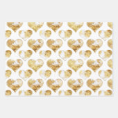 ピンク金ゴールドホワイトクリームハートカップケーキ誕生日 ラッピングペーパーシート (正面2)