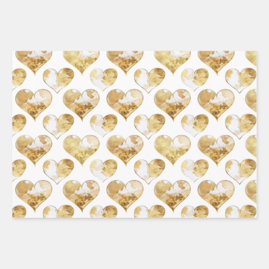 ピンク金ゴールドホワイトクリームハートカップケーキ誕生日 ラッピングペーパーシート (正面2)