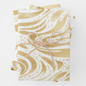 ピンク金ゴールドホワイトクリームハートカップケーキ誕生日 ラッピングペーパーシート (インサイチュ)