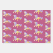 ピンク金ゴールドホワイトパープルユニコーン ラッピングペーパーシート (正面)