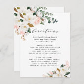 ピンク金ゴールドホワイトマグノリアフローラの方向結婚の エンクロージャーカード (正面/裏面)