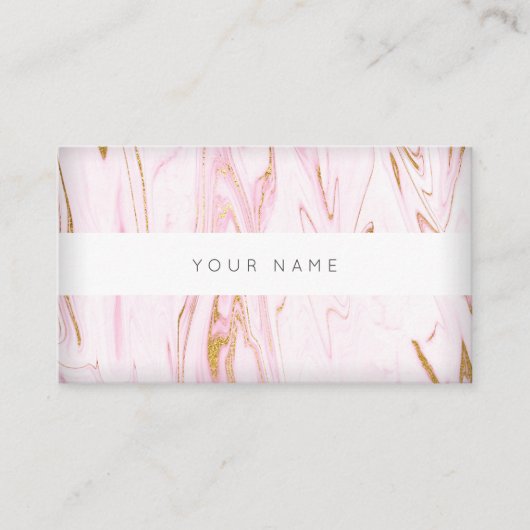 ピンク金ゴールドホワイトマーブルビップ抽象芸術 名刺 (正面)