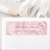 ピンク金ゴールドホワイトマーブル差出人住所ラベル ラベル (インサイチュ)