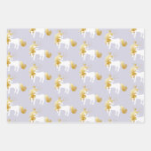 ピンク金ゴールドホワイトラベンダーパープルユニコーン ラッピングペーパーシート (正面3)