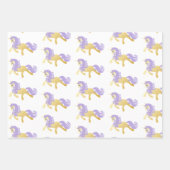 ピンク金ゴールドホワイトラベンダーパープルユニコーン ラッピングペーパーシート (正面)