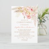 ピンク金ゴールドボホガールバプテスマ《キリスト教》洗礼式や命名式招待状 招待状 (スタンド正面)