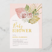 ピンク金ゴールドボホフローラアー実在チホイル招待状 箔招待状 (正面)