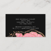 ピンク金ゴールドマーブルゲート美容師ブラック 名刺 (裏面)